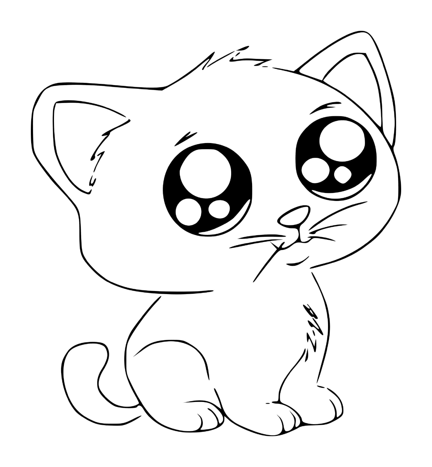  Un lindo gato de manga kawaii 