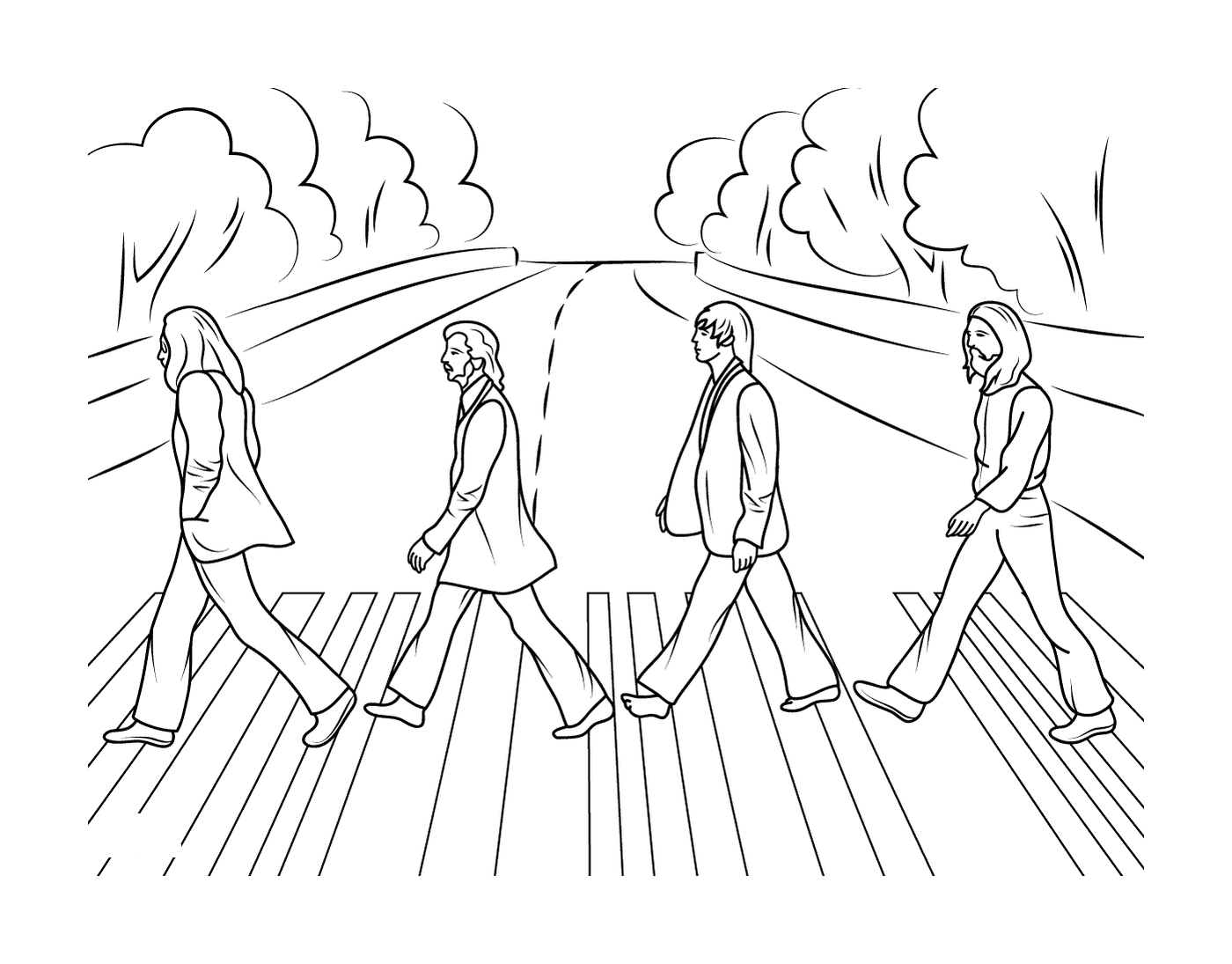  A group of people crossing a street 