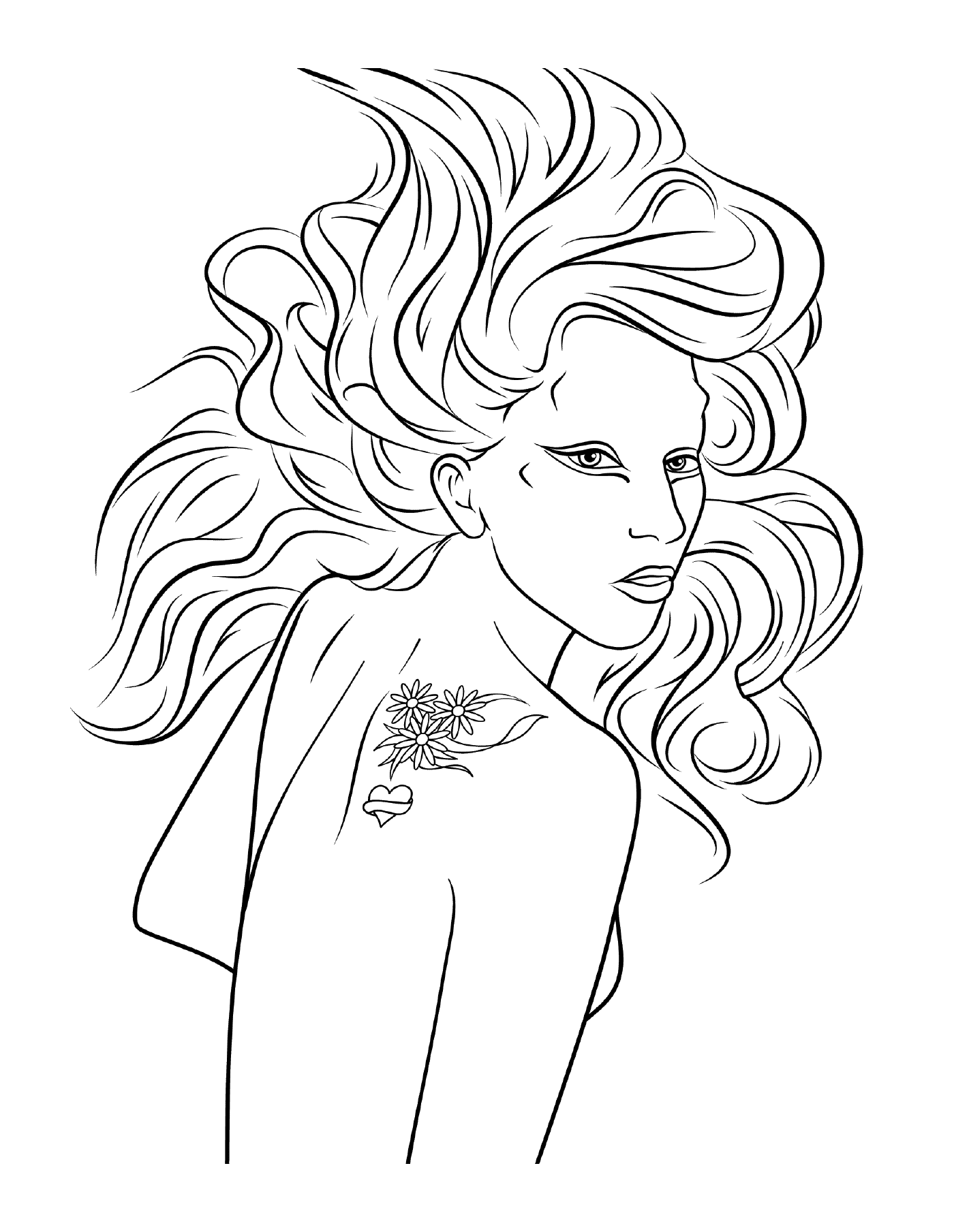  Una mujer con el pelo largo 