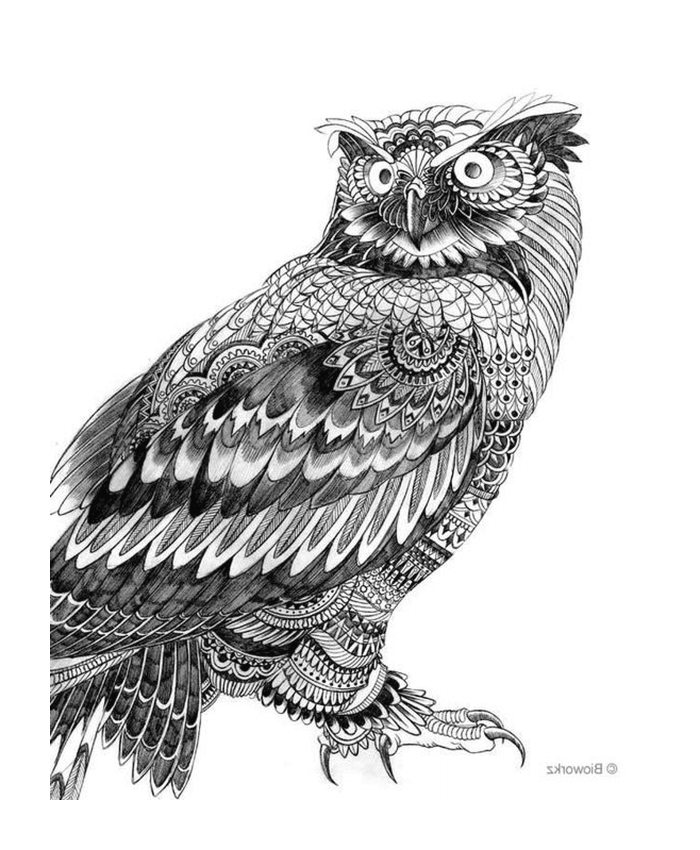 An owl designed in a complex way 