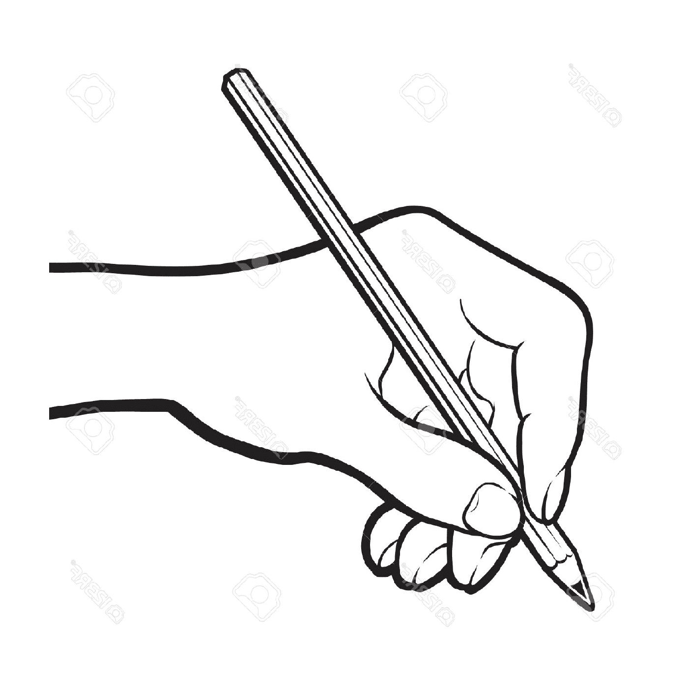  mano que sostiene el dibujo a lápiz 