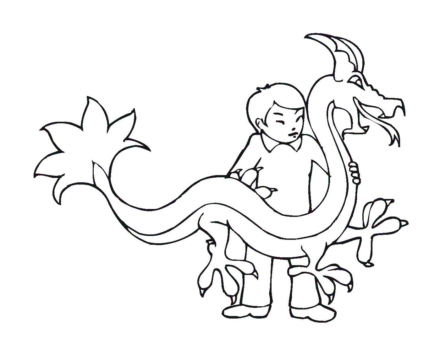  Niño jugando con un dragón para el Año Nuevo Chino 
