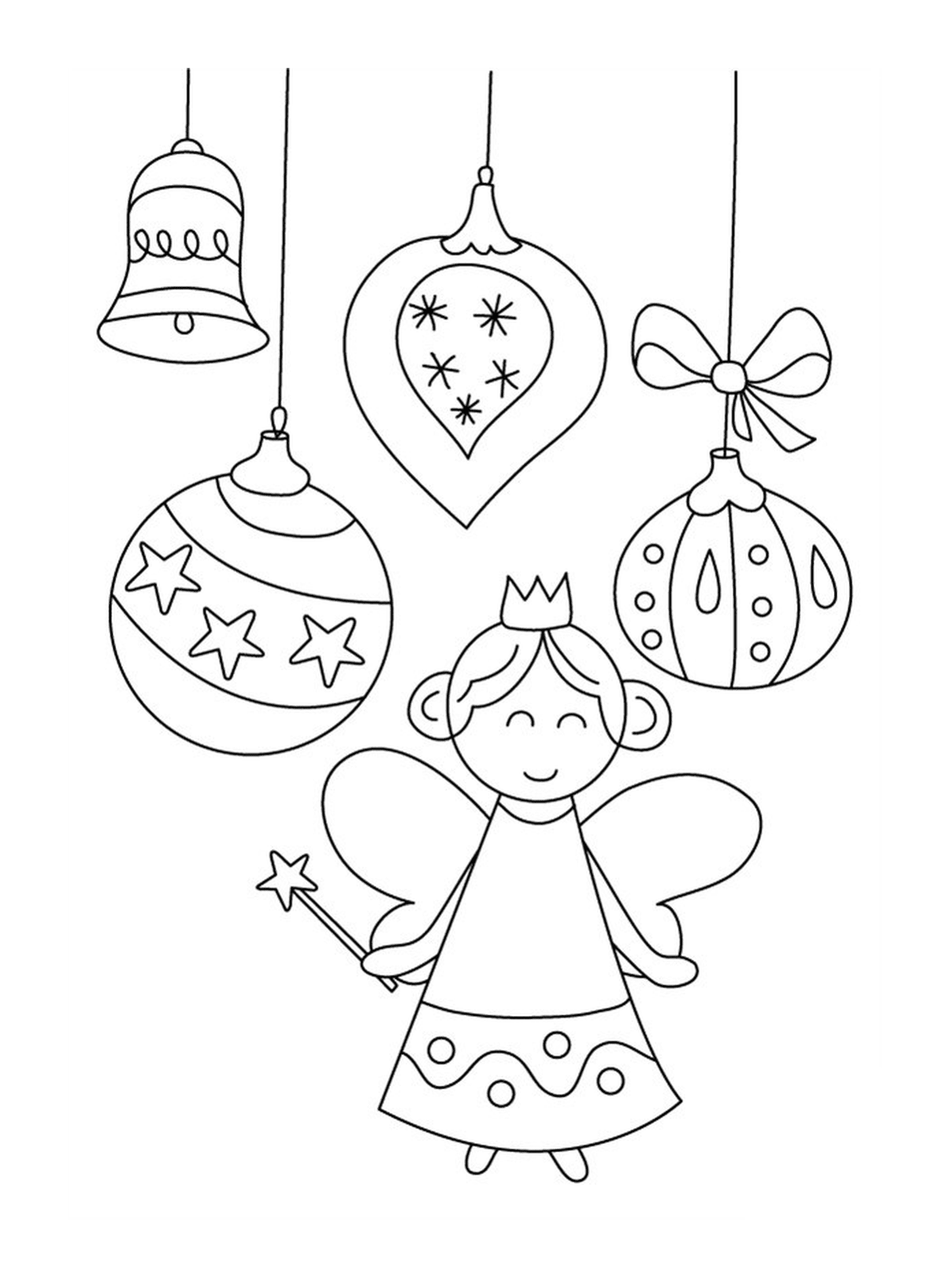  A fairy and Christmas ornaments 