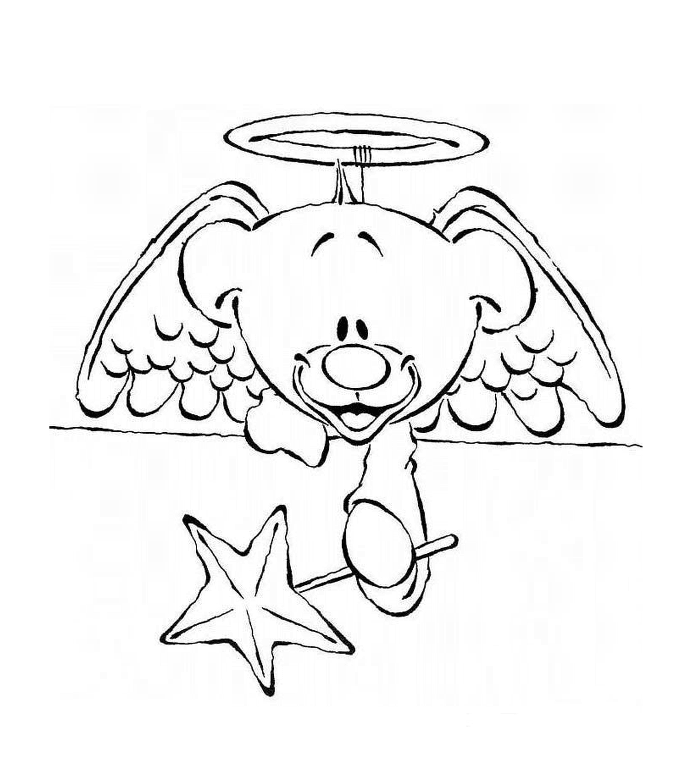  An angel teddy bear holding a star 