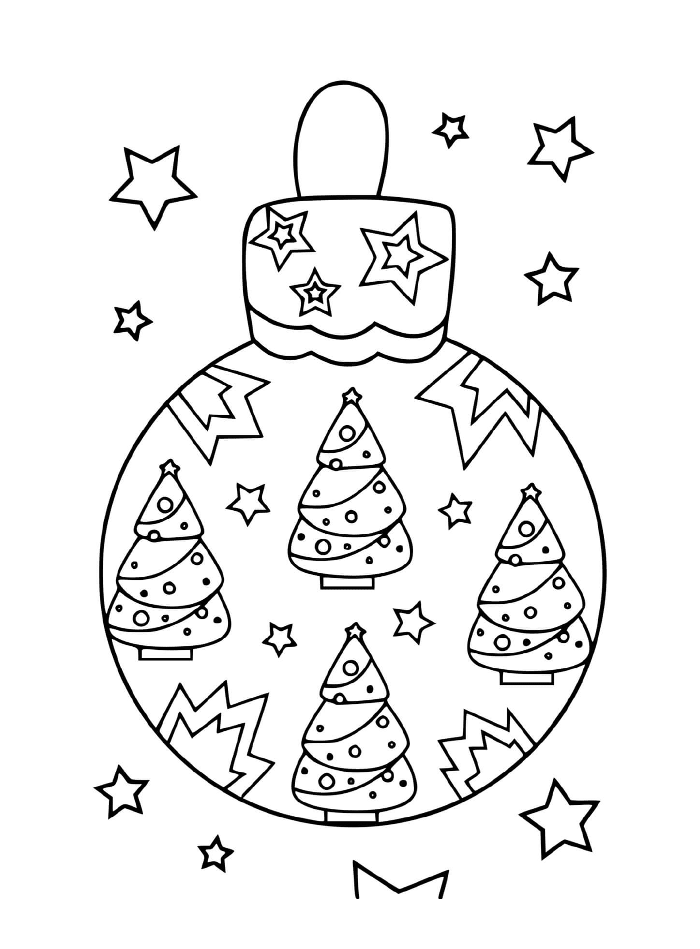  Ein Weihnachtsball mit Tannen und Sternen 