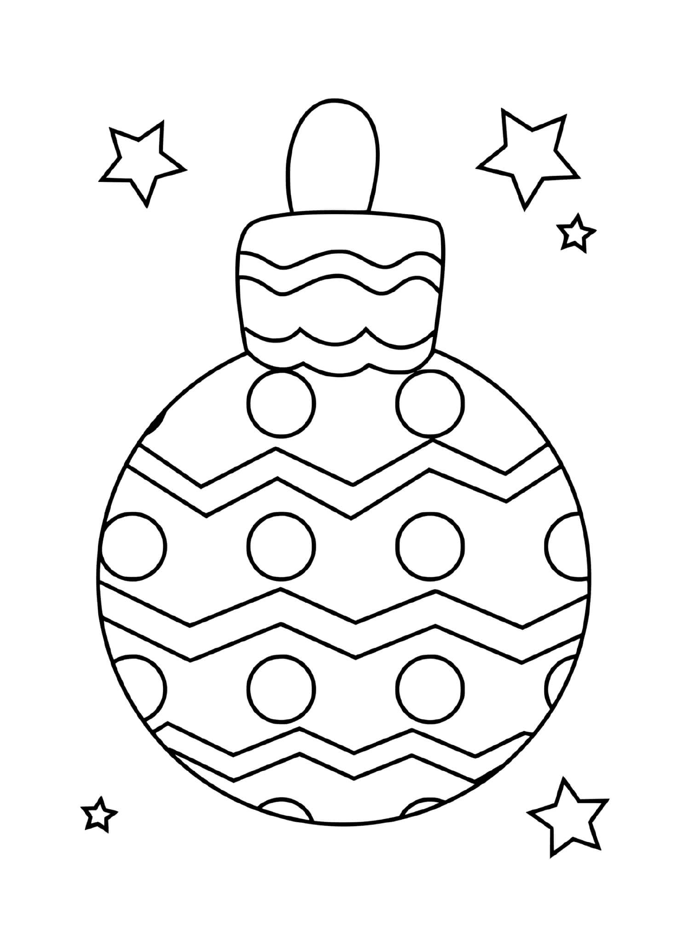 Простой рождественский мяч с кружками и зигзагами 