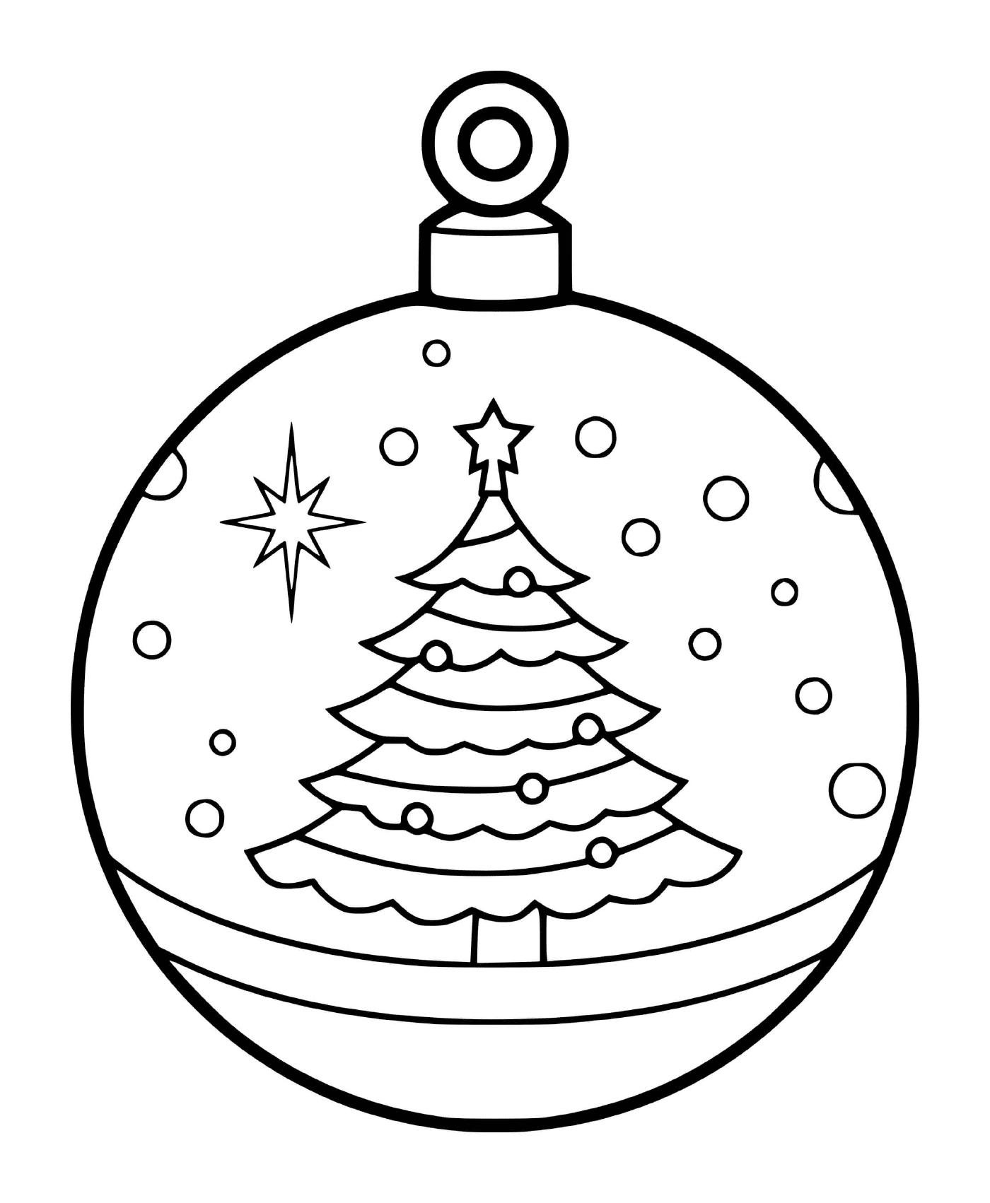  A Christmas ball with a tree landscape and winter snow 