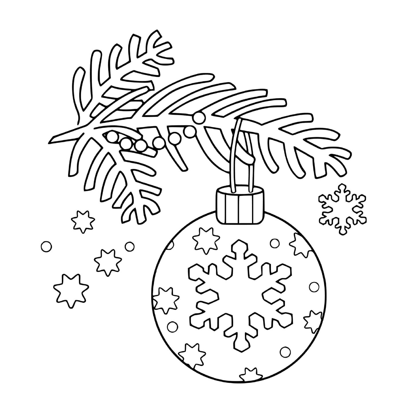  Ein Weihnachtsball, der an einem Baum hängt 