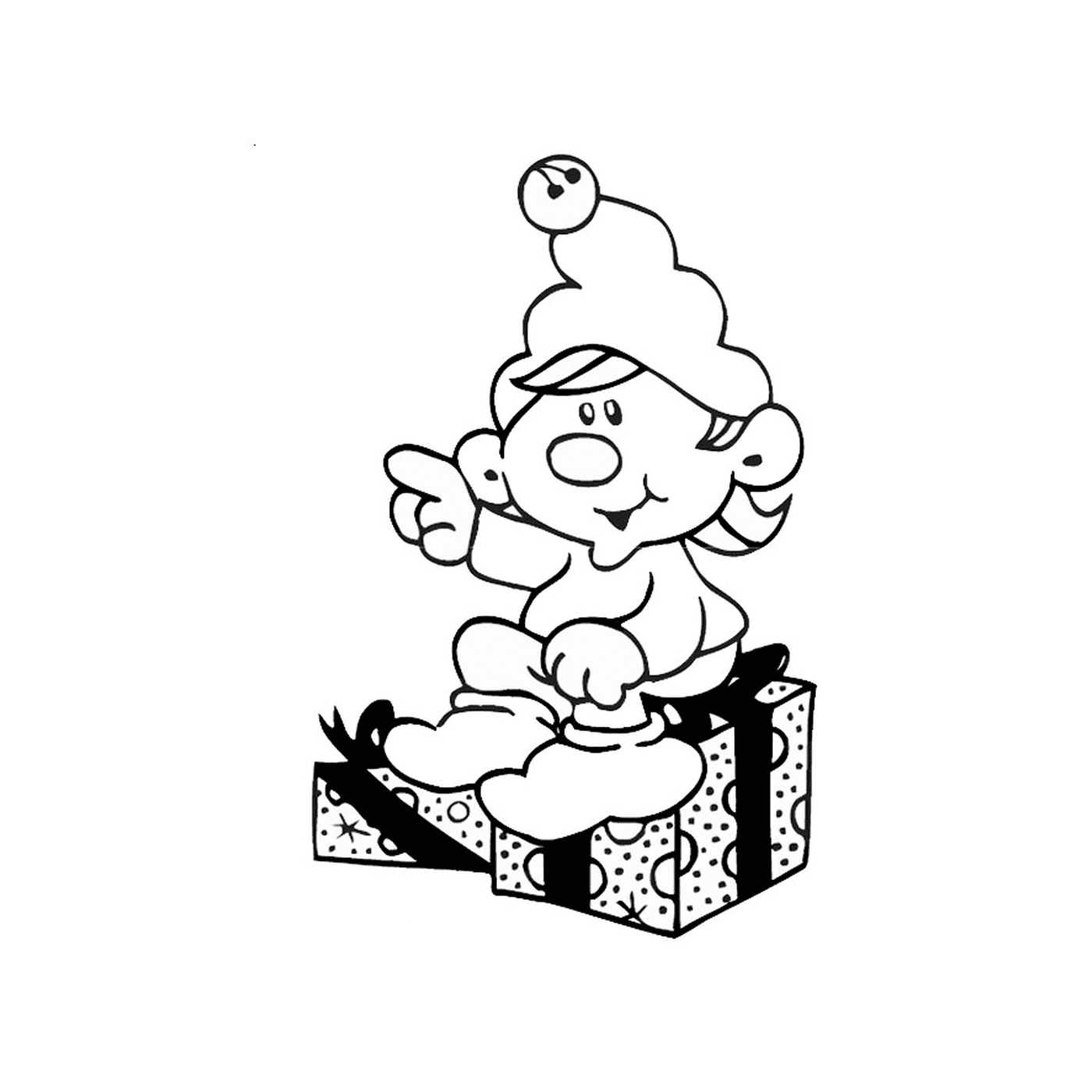  Elfo bebé regalo sentado 