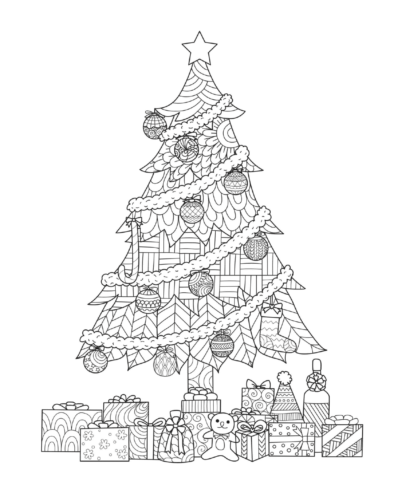  Ein Weihnachtsbaum mit Geschenken darunter 