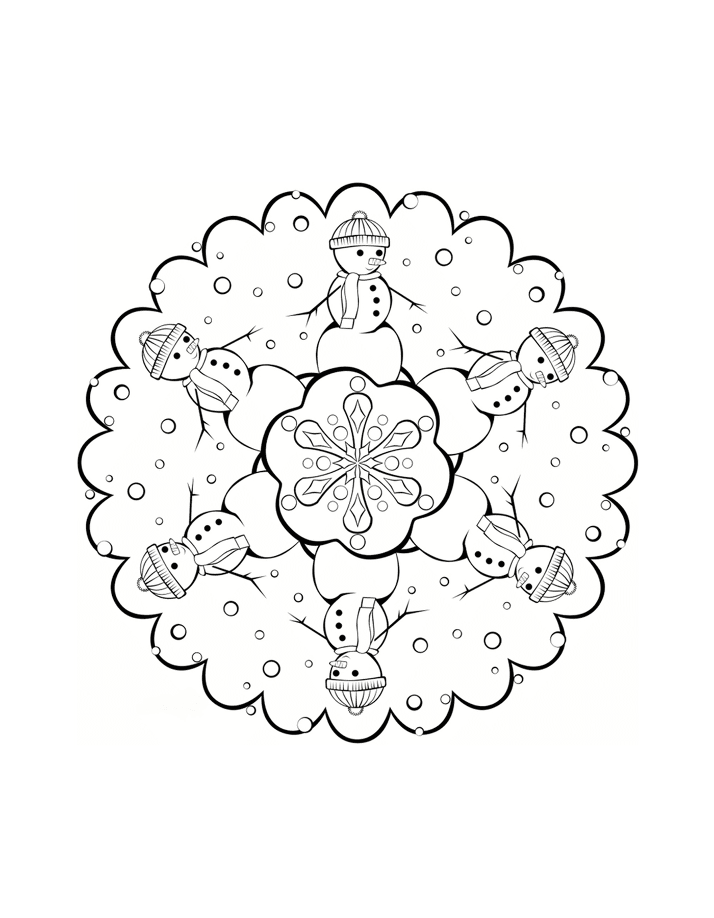  Mandala with snowmen 