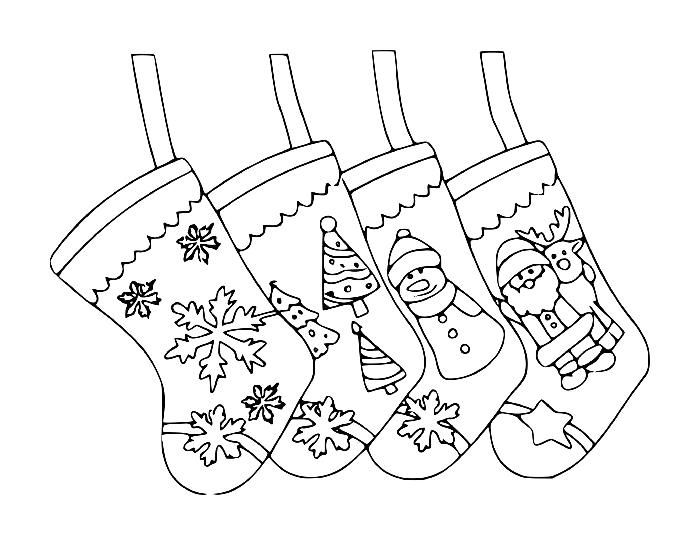  Four beautiful Christmas stockings near the home 