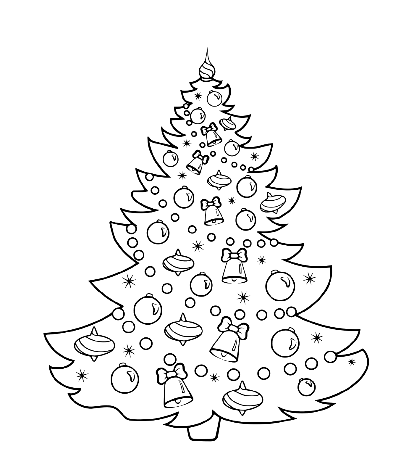  Christmas tree with balls, bells and garlands 