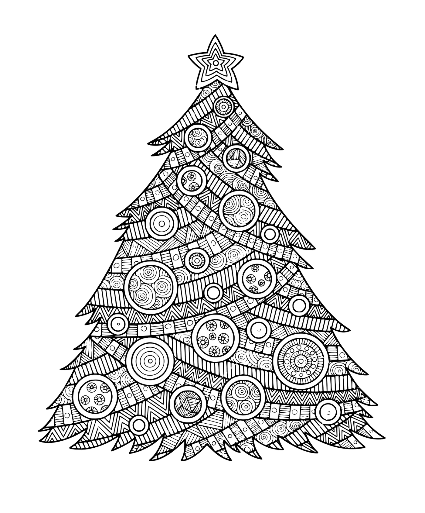  Mandala árbol de Navidad para adultos con bolas 