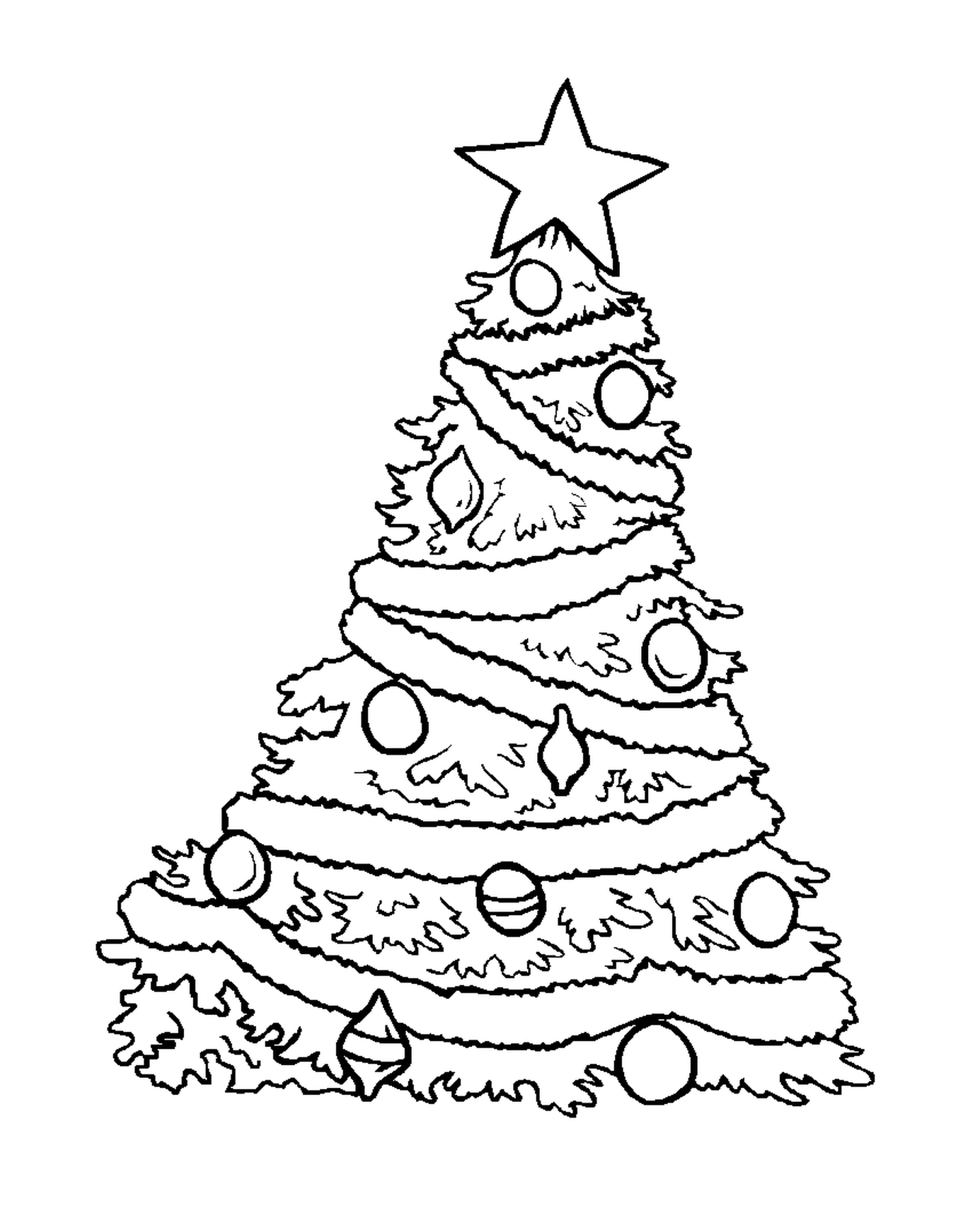  A Christmas tree decorated with ornaments 
