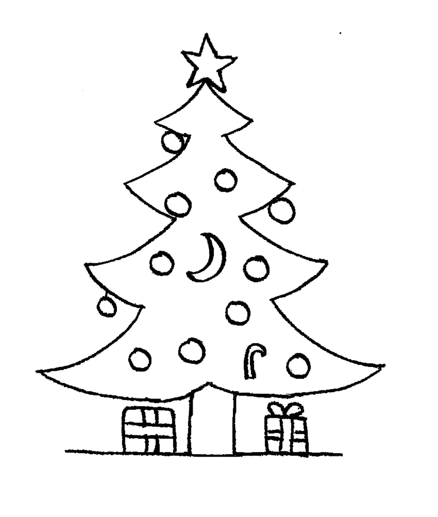  Un albero di Natale con regali al piano di sopra 