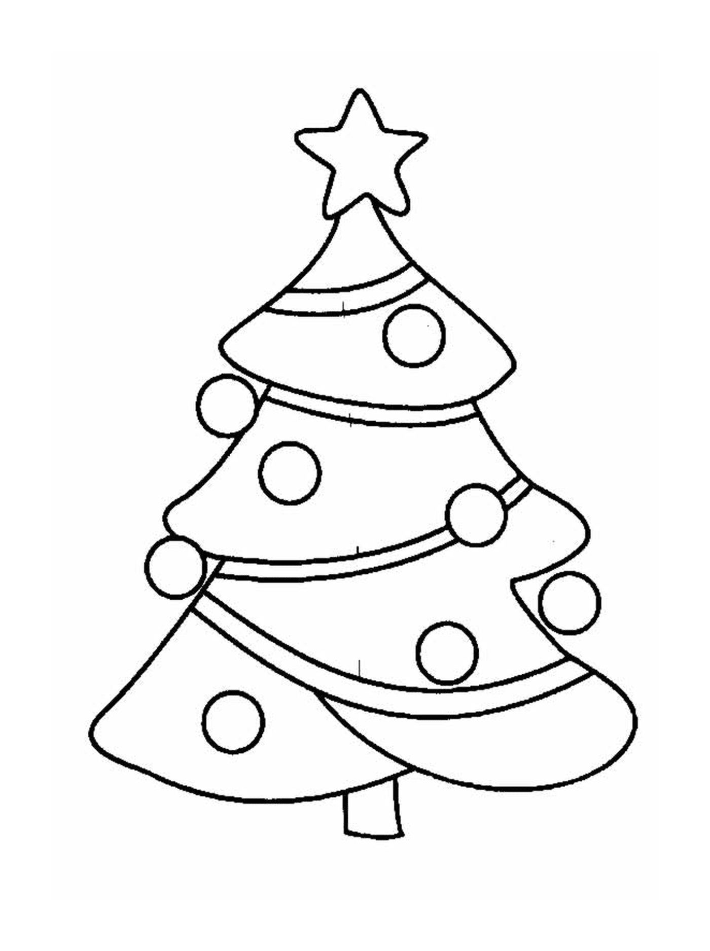  Ein Weihnachtsbaum mit Ornamenten an der Spitze 