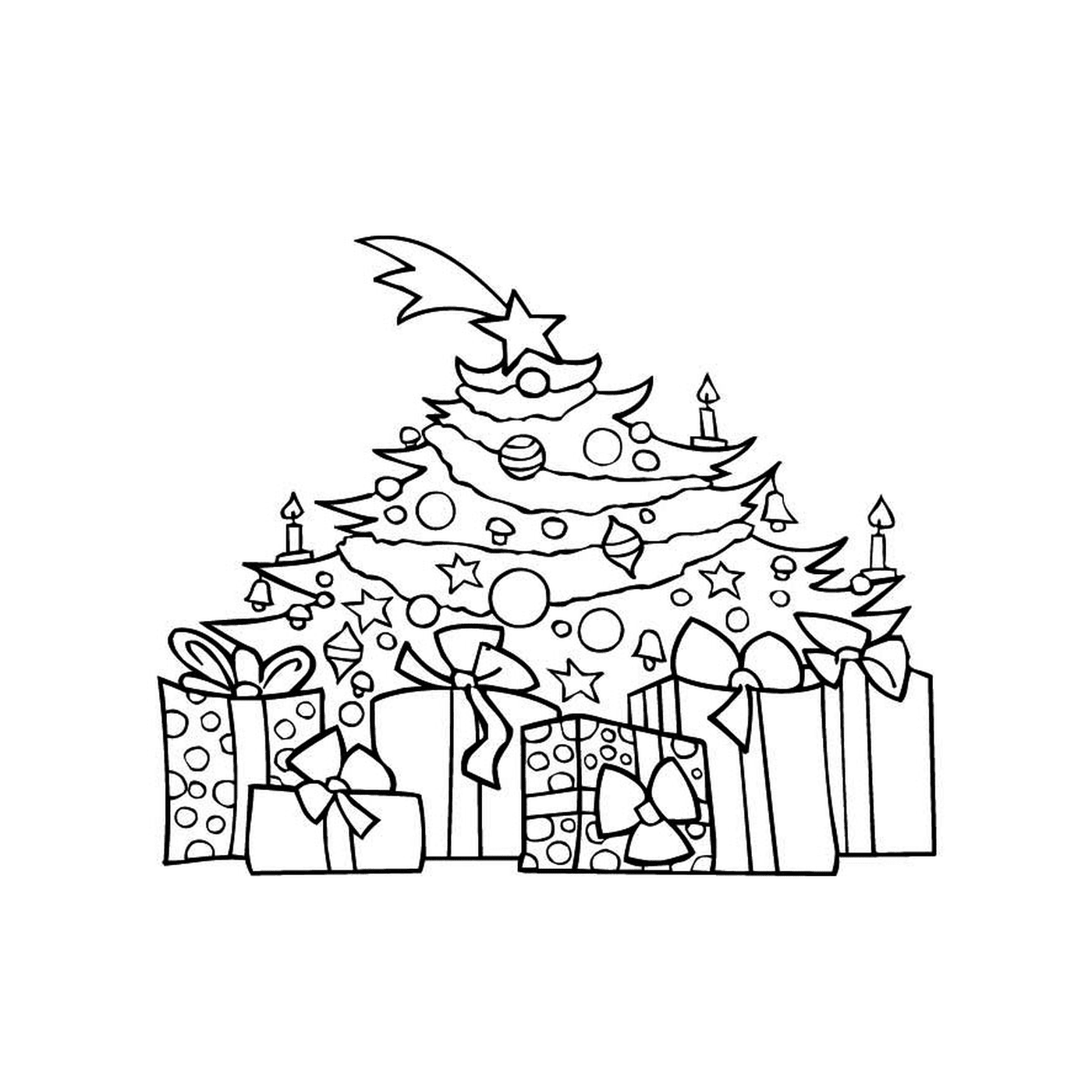  Un árbol de Navidad con regalos 