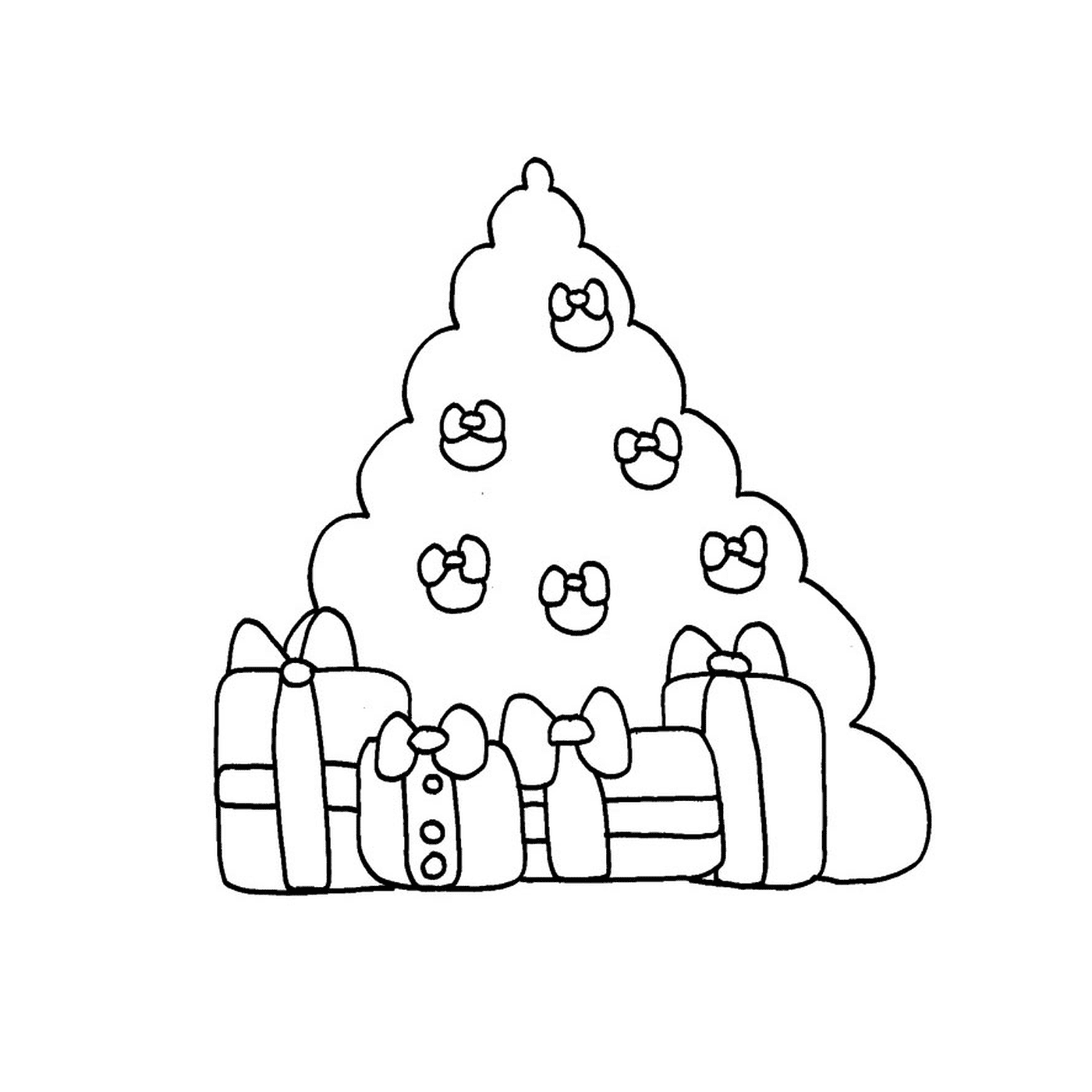  Un árbol de Navidad con regalos en él 