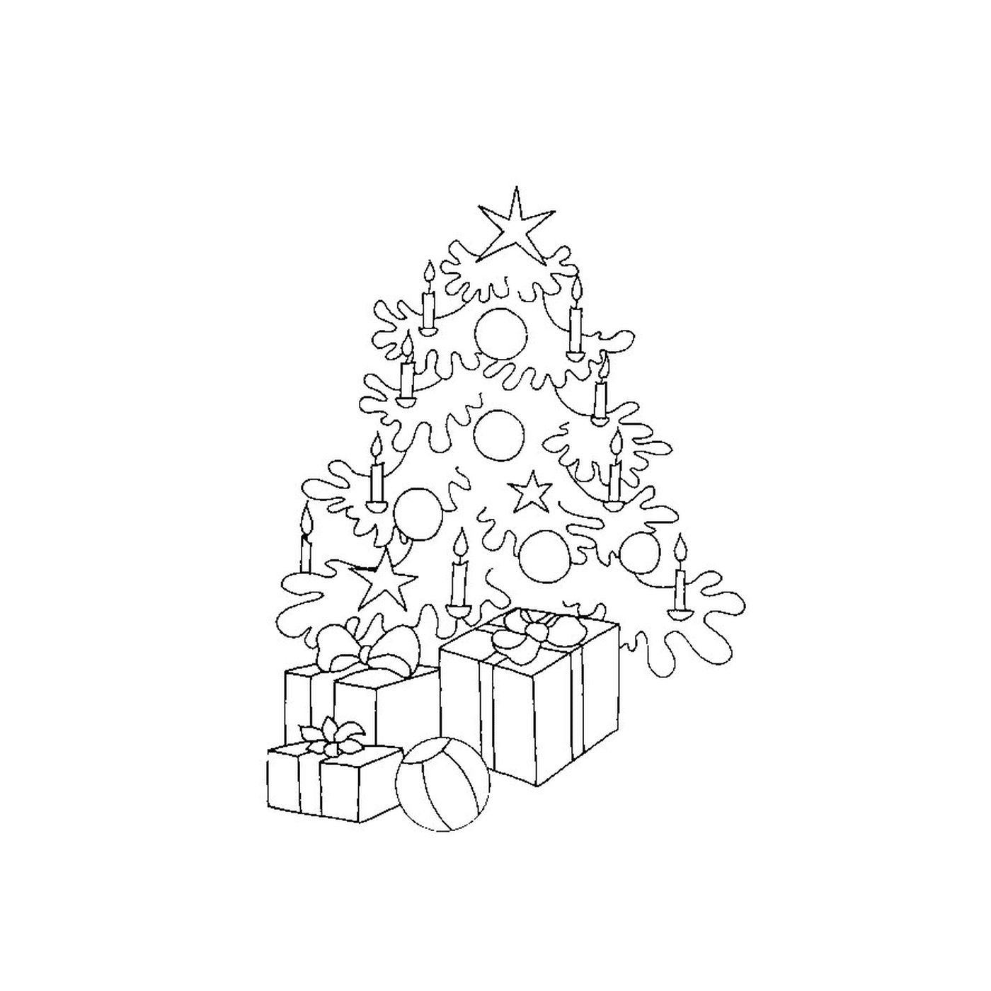  A Christmas tree and presents 