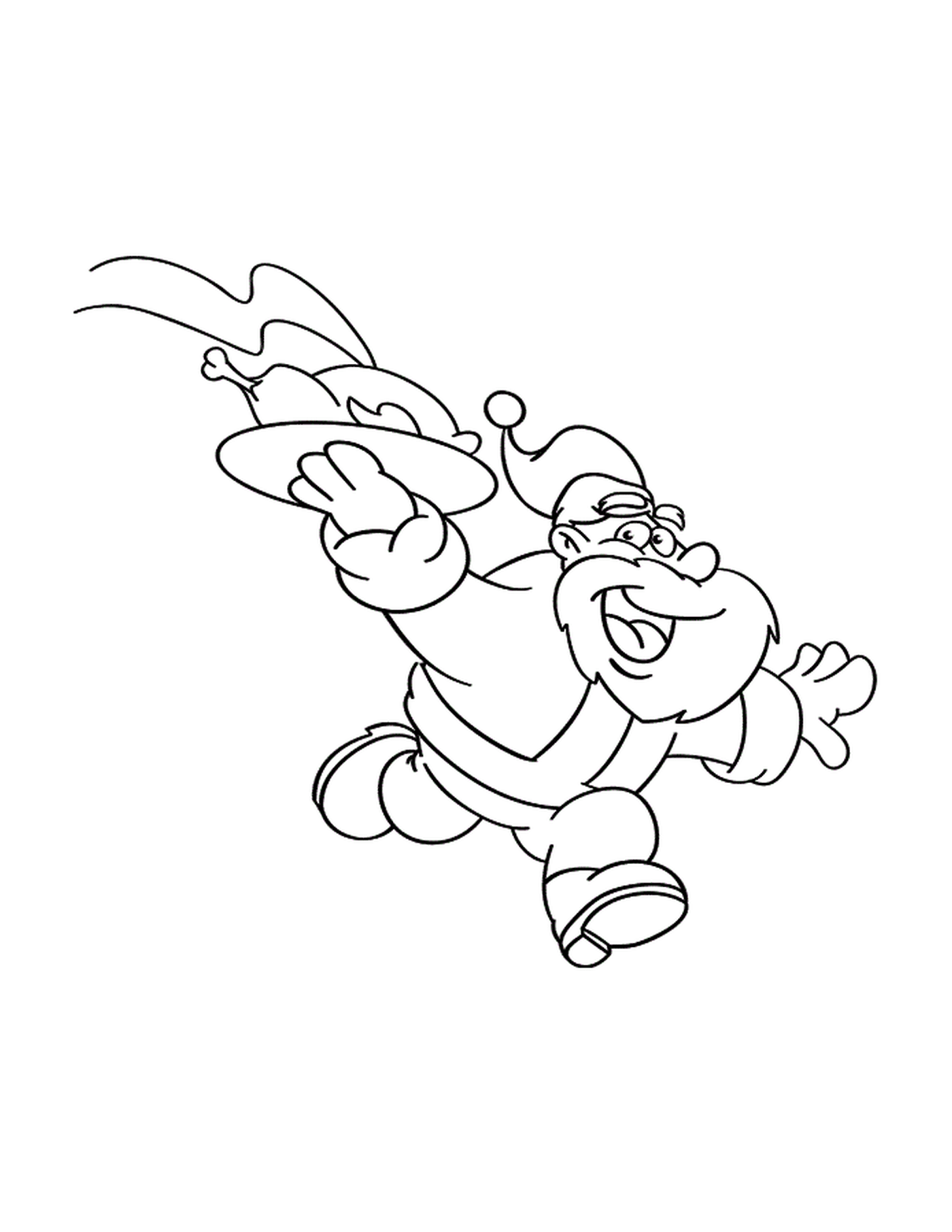  An old man with a buffoon hat running 