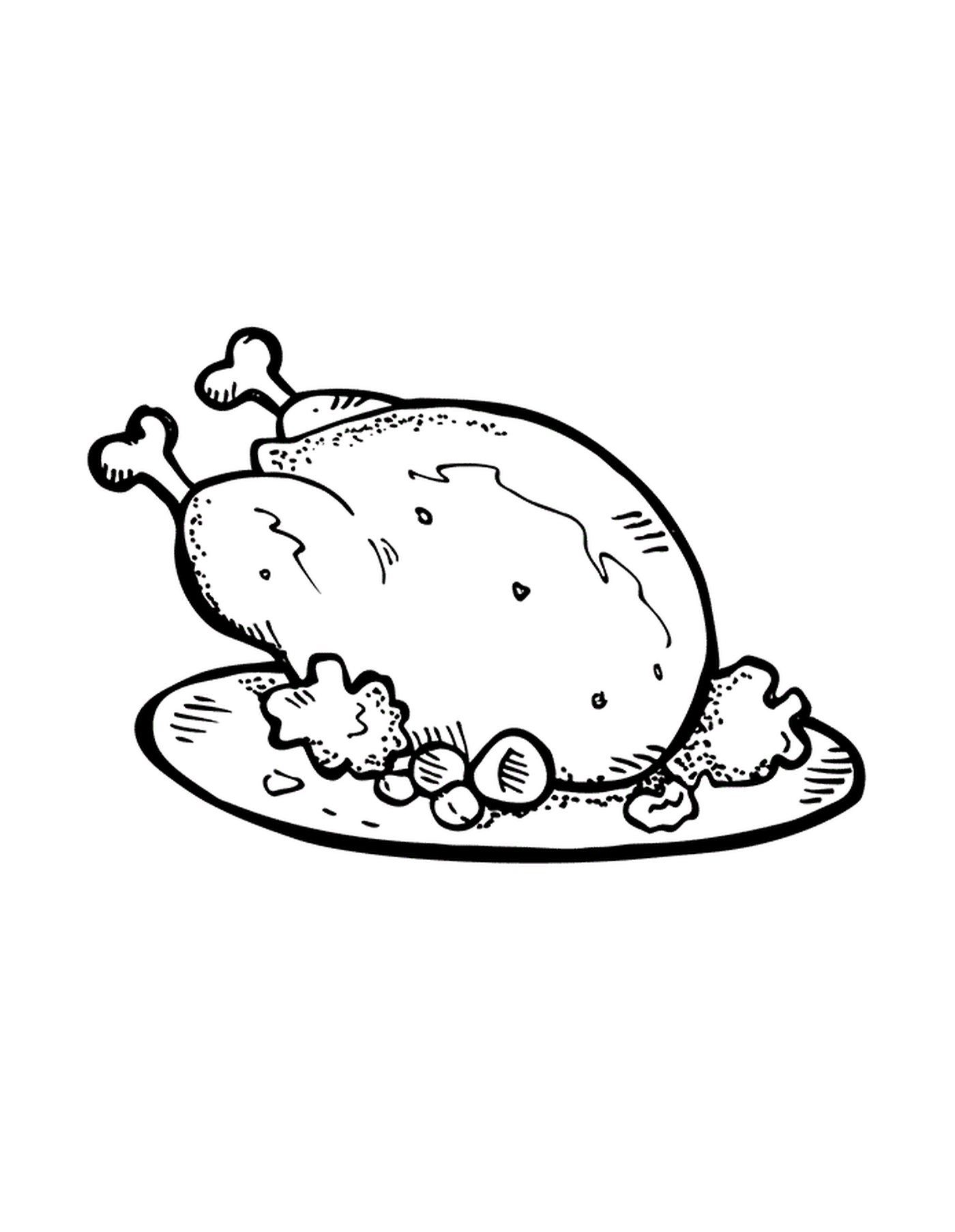  Ein Huhn auf einem Teller 