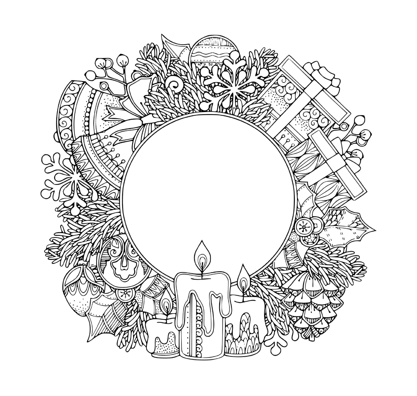  A complex and difficult Christmas crown mandala 
