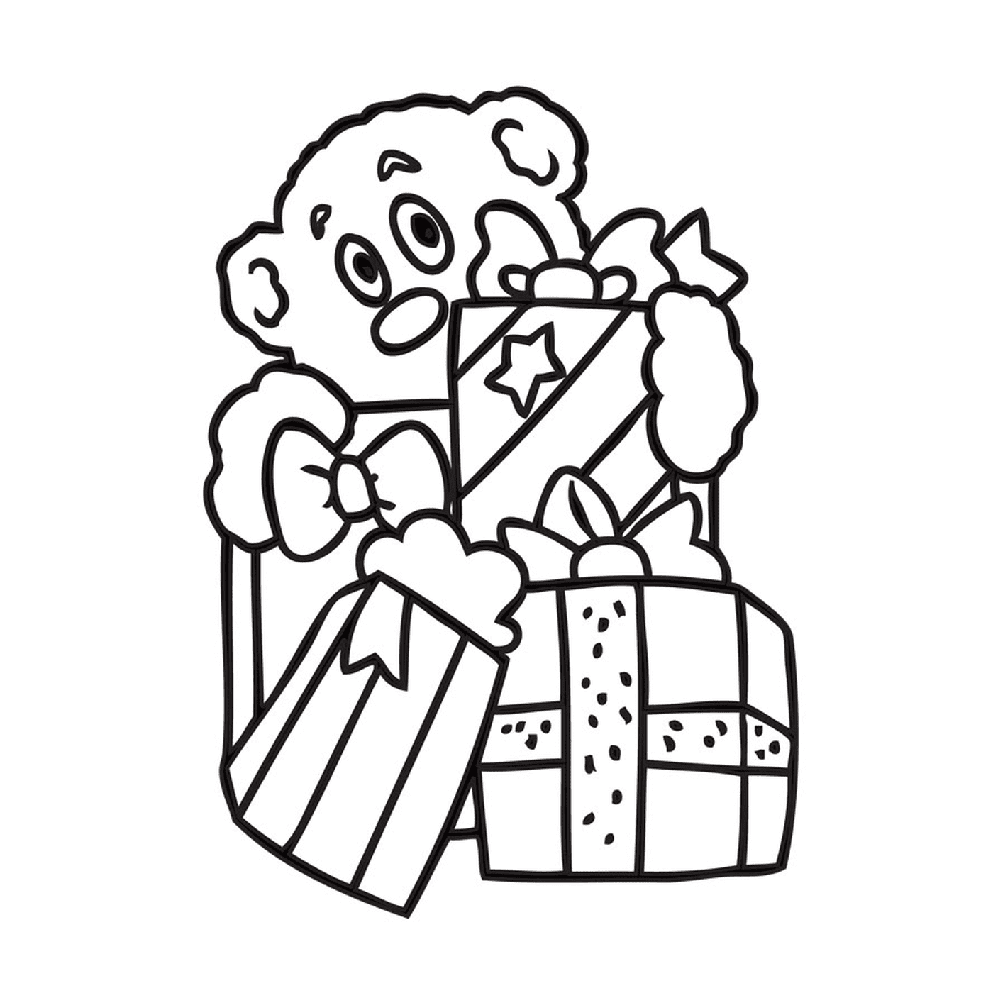  Osito de peluche sosteniendo una caja de regalo 
