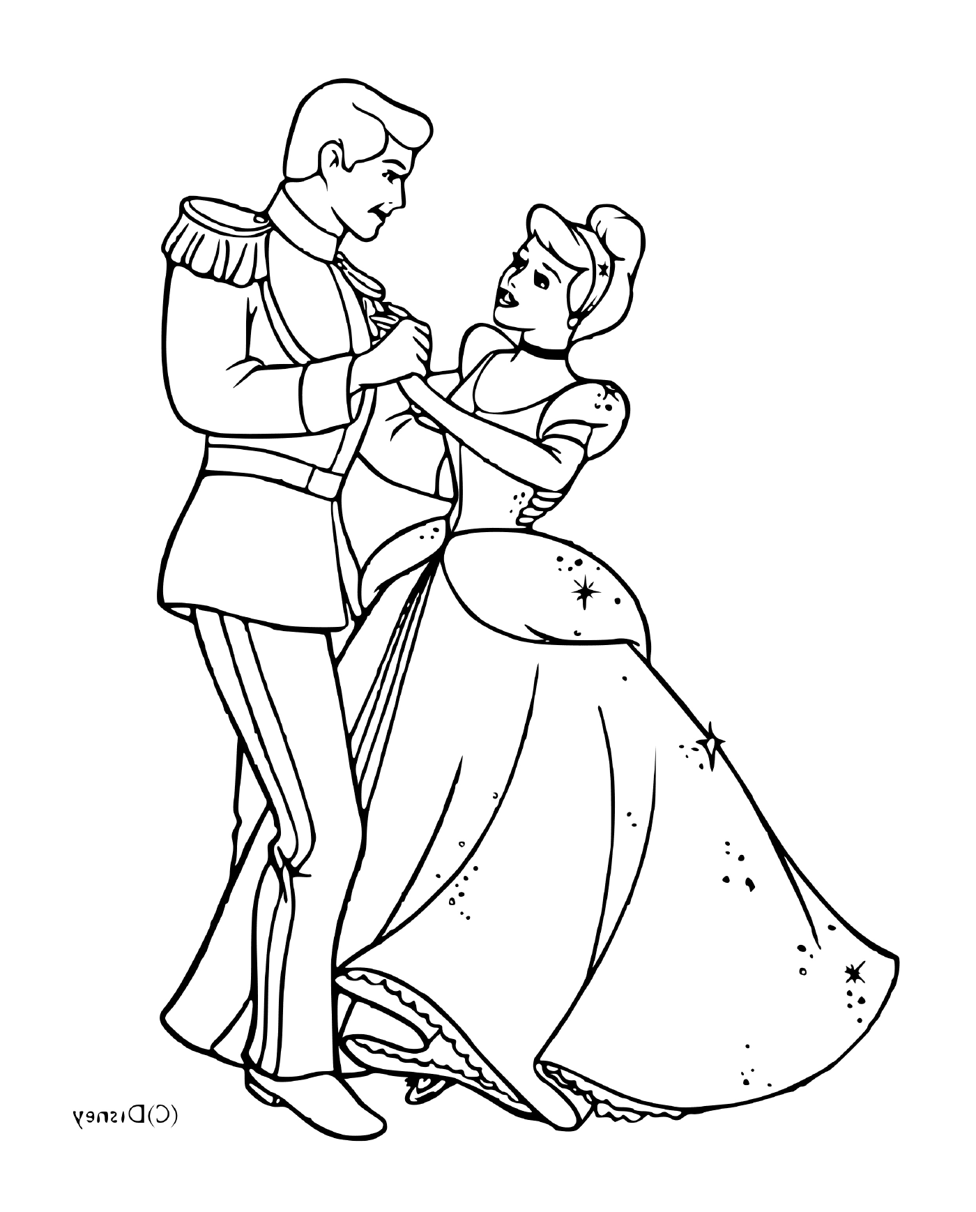  Cinderella and her charming prince dancing together 