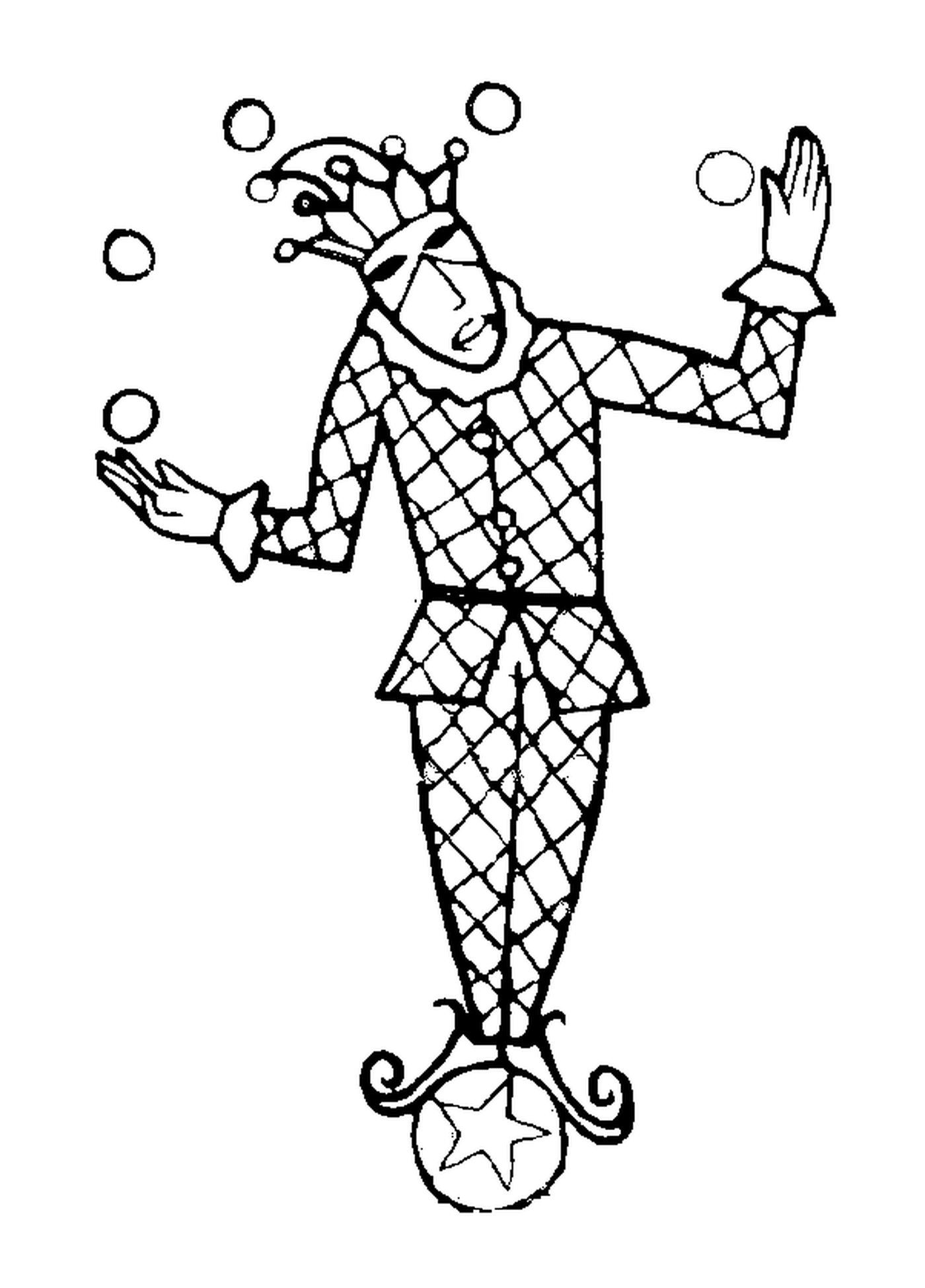  Арлекин жонглирует карнавальными пулями 