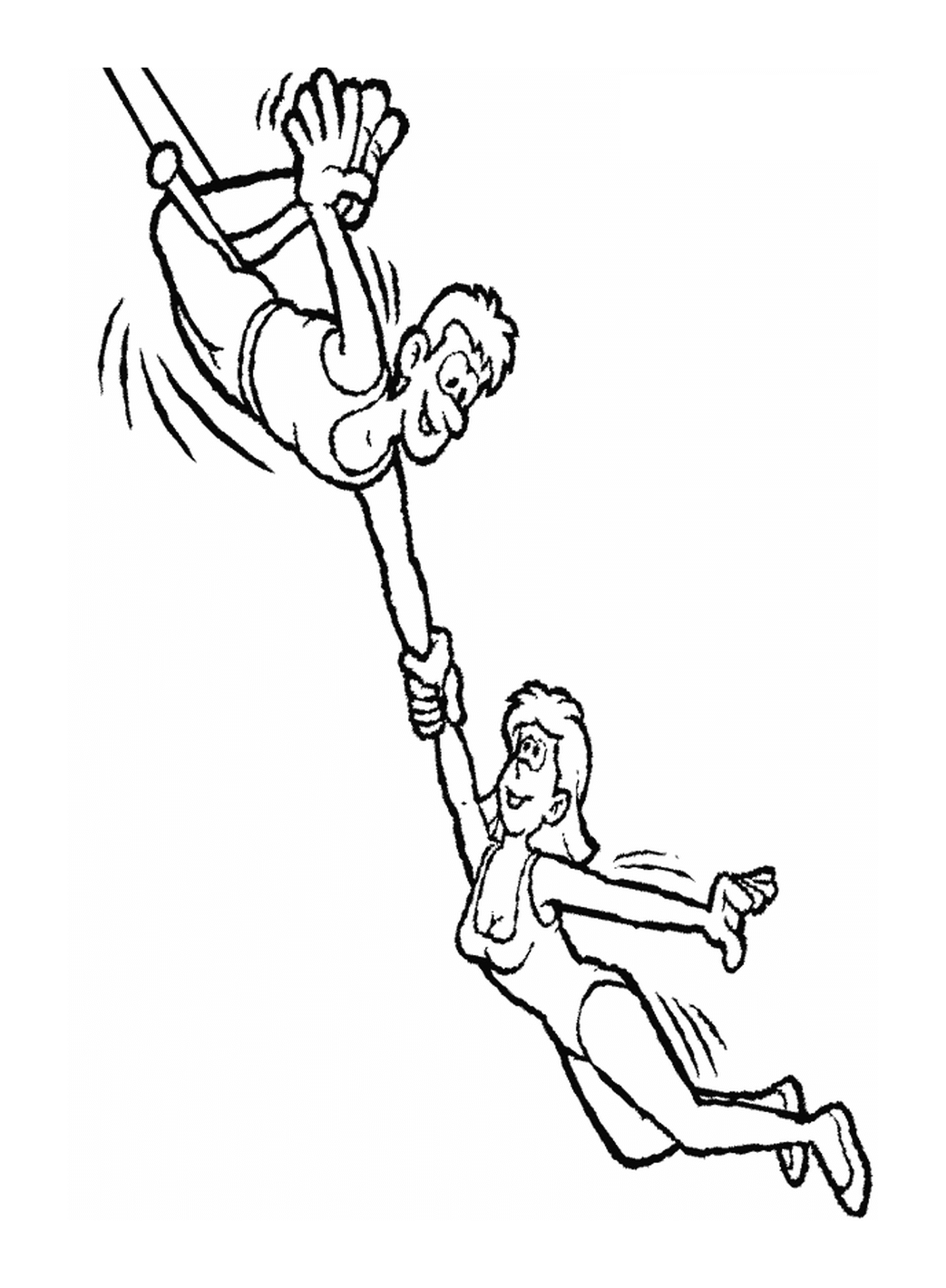  Un maschio e una trapezista femminile 