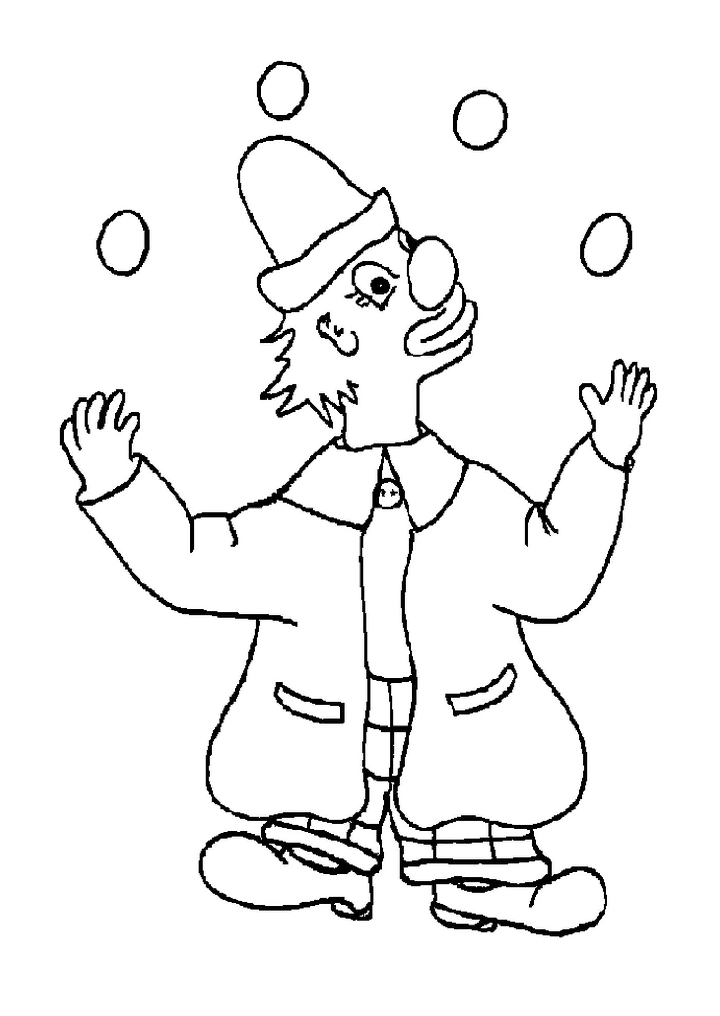  Клоун жонглирует яйцами для цирка 