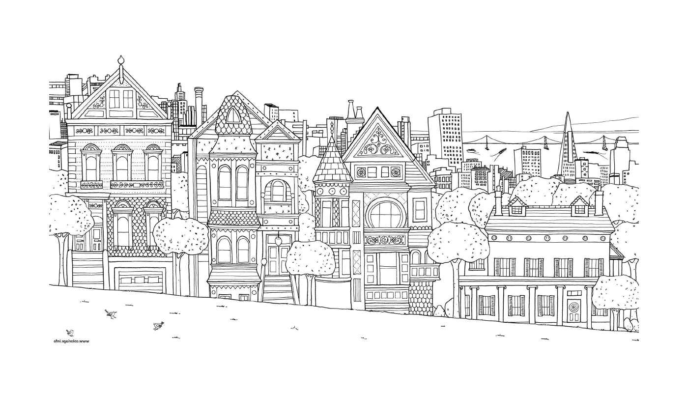  City houses apartments landscape 