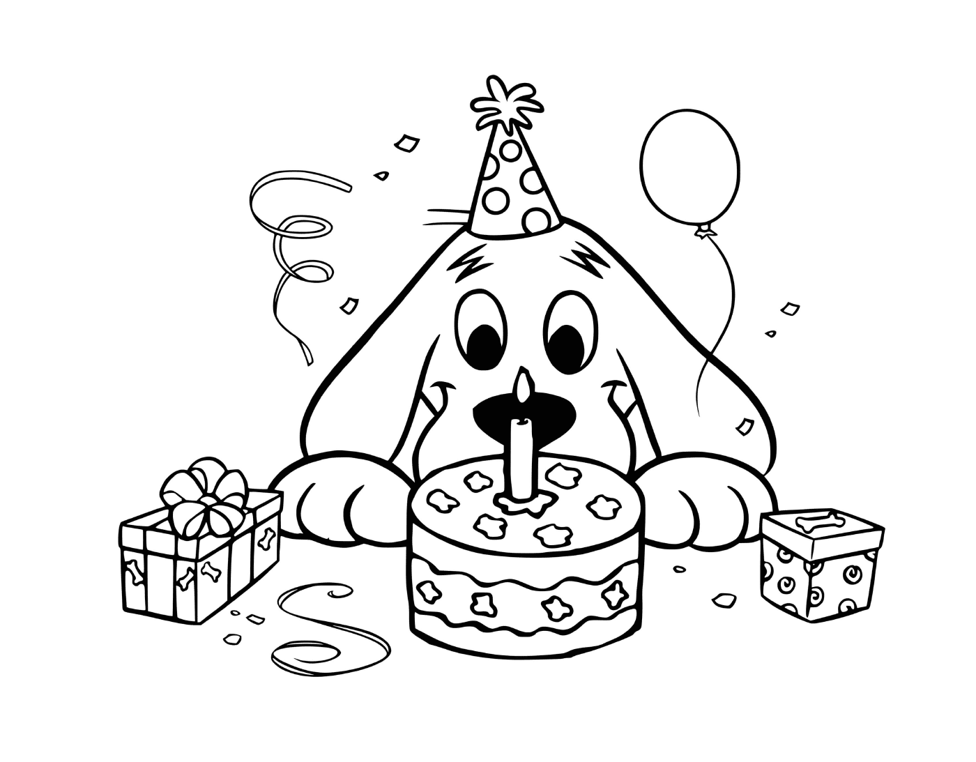  Clifford, feliz cumpleaños, pastel, sombrero, regalo, celebración 