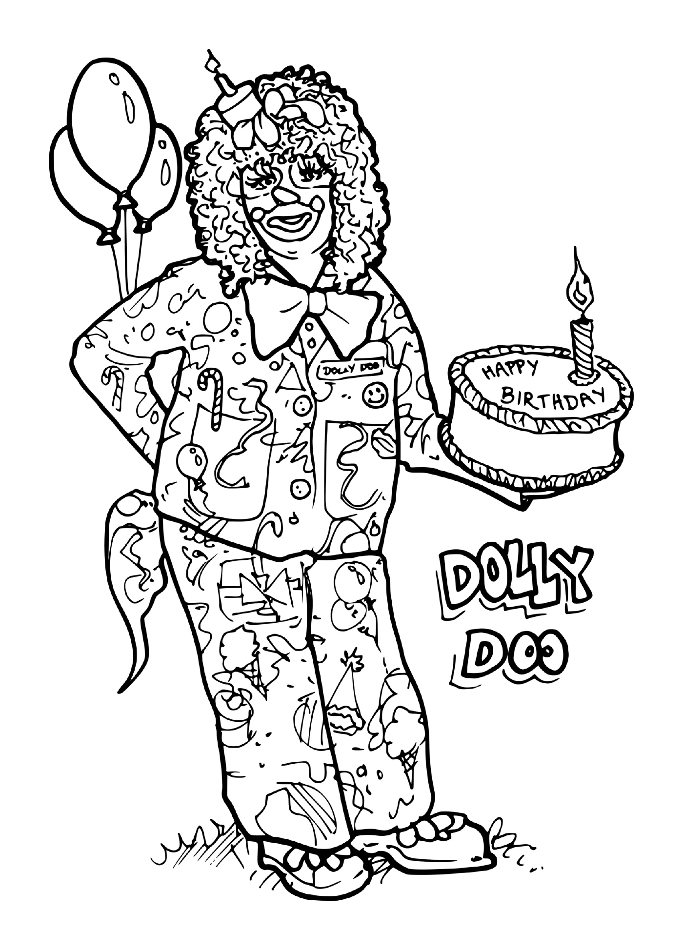  Un clown con una torta di compleanno 