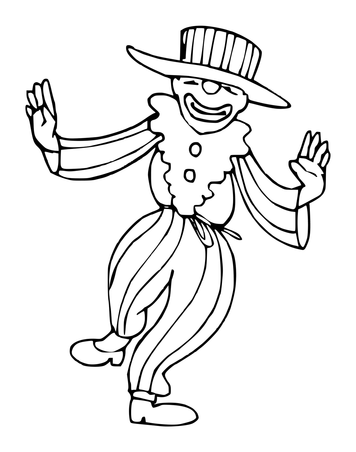  Clown trägt einen übergroßen Hut 