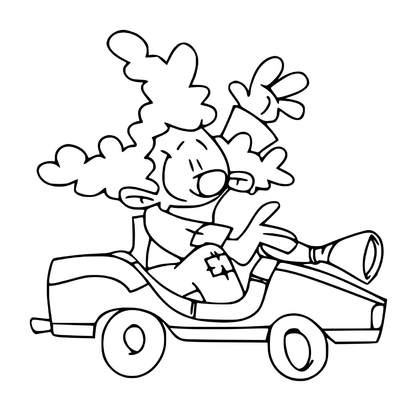  Netter Clown, der ein Auto fährt 