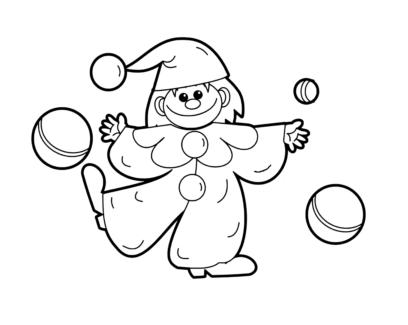  Клоун-девчонка жонглирует шариками 