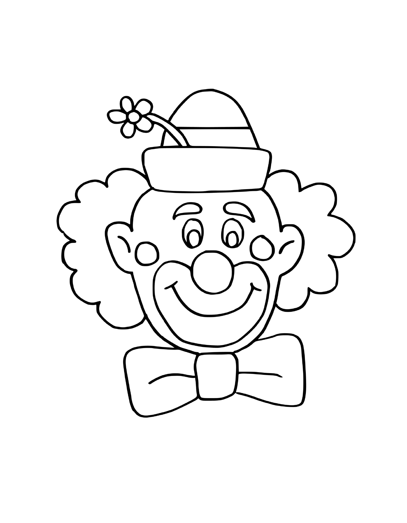  Клоун улыбается и веселится в цветочной шляпе 