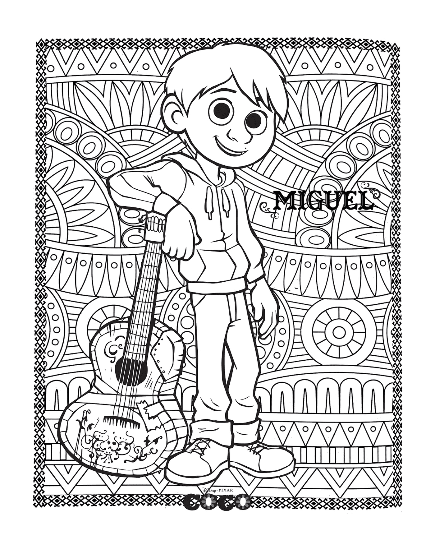  Coco, Miguel with mandala background for adults 