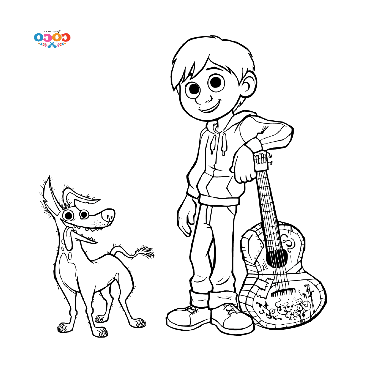  Miguel und Dante der Hund, in Disney Coco 