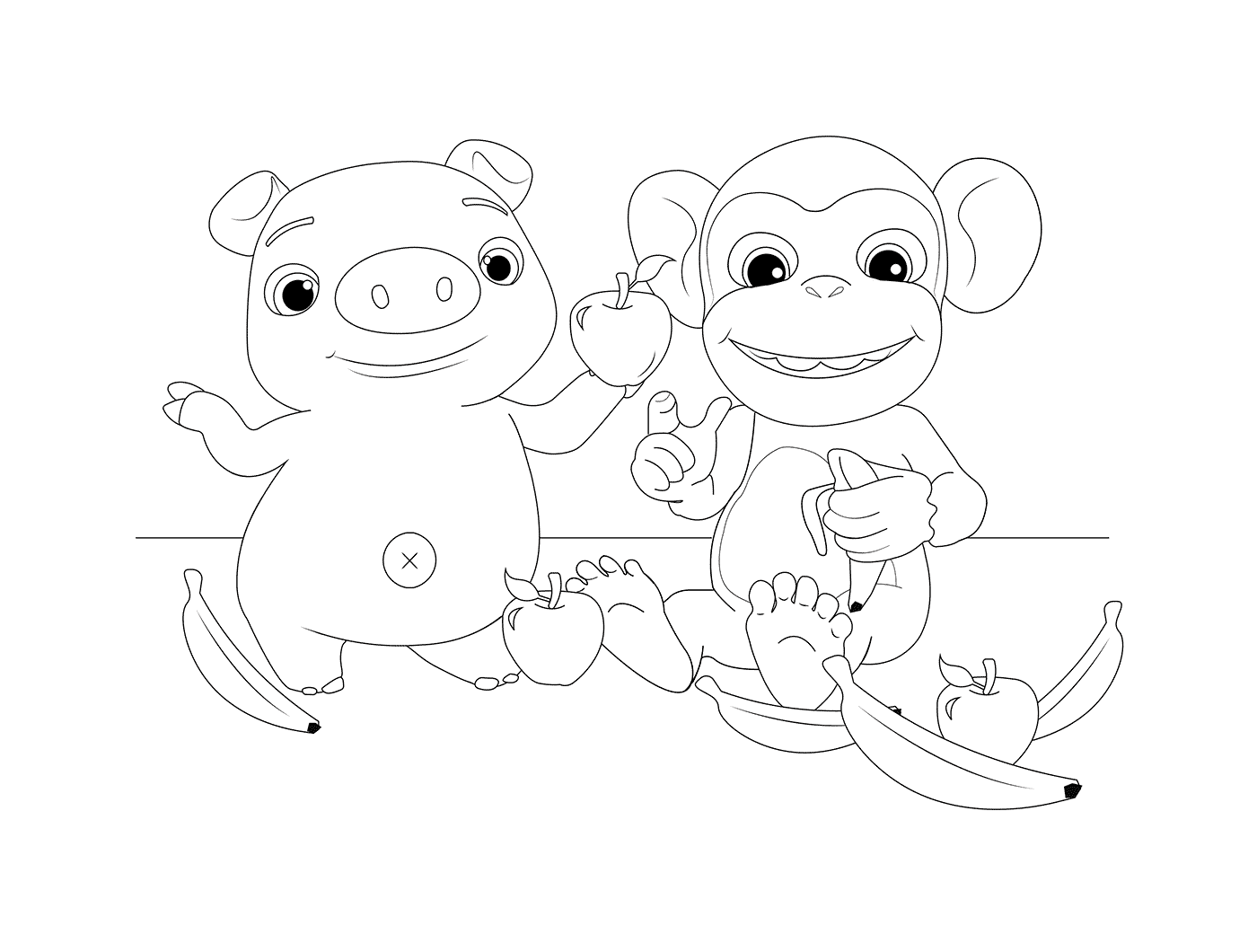  Mochi and Pepe: A monkey and a funny pig 