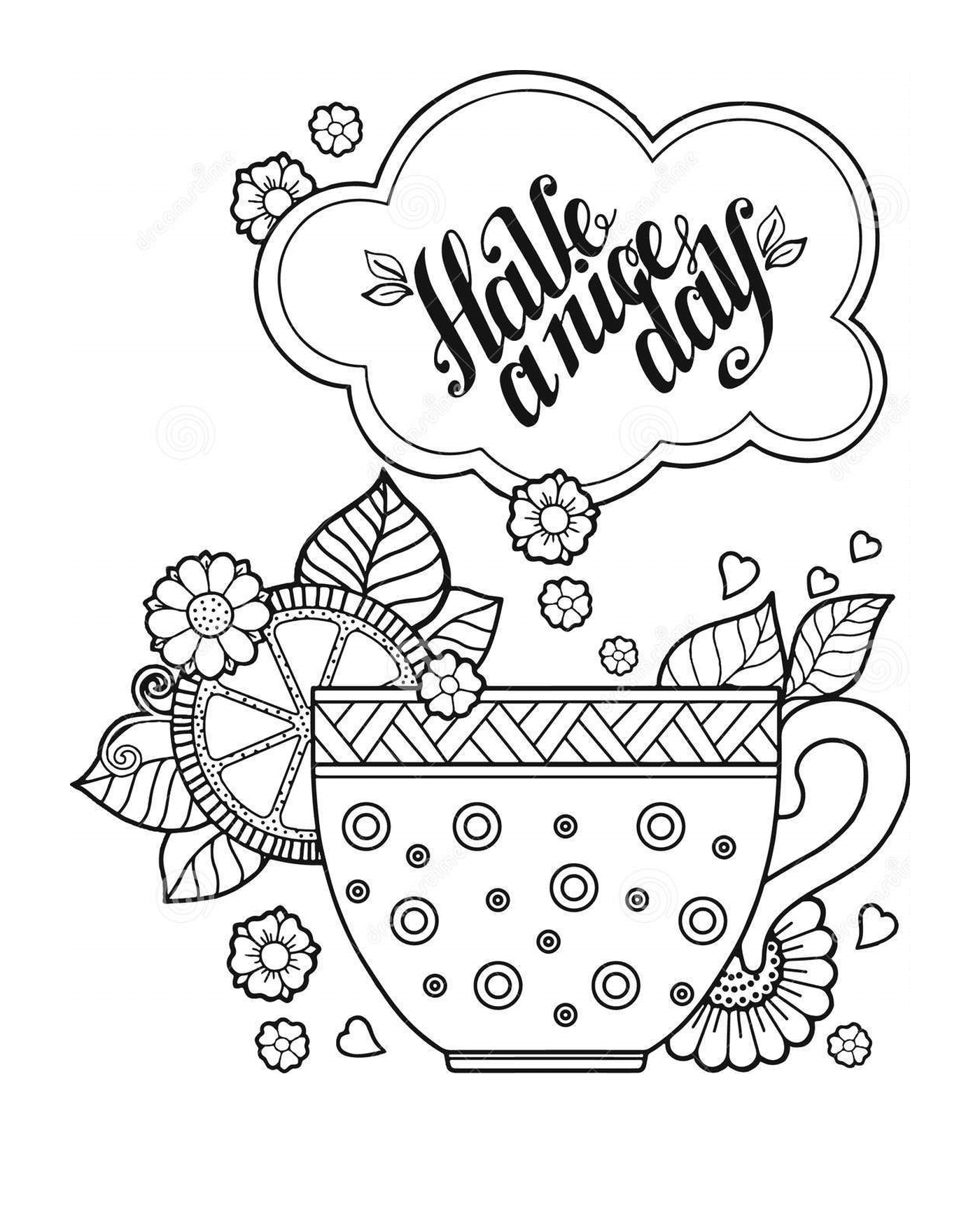  Eine Tasse Tee und Kaffee an einem schönen Tag, ein Buch für Erwachsene 