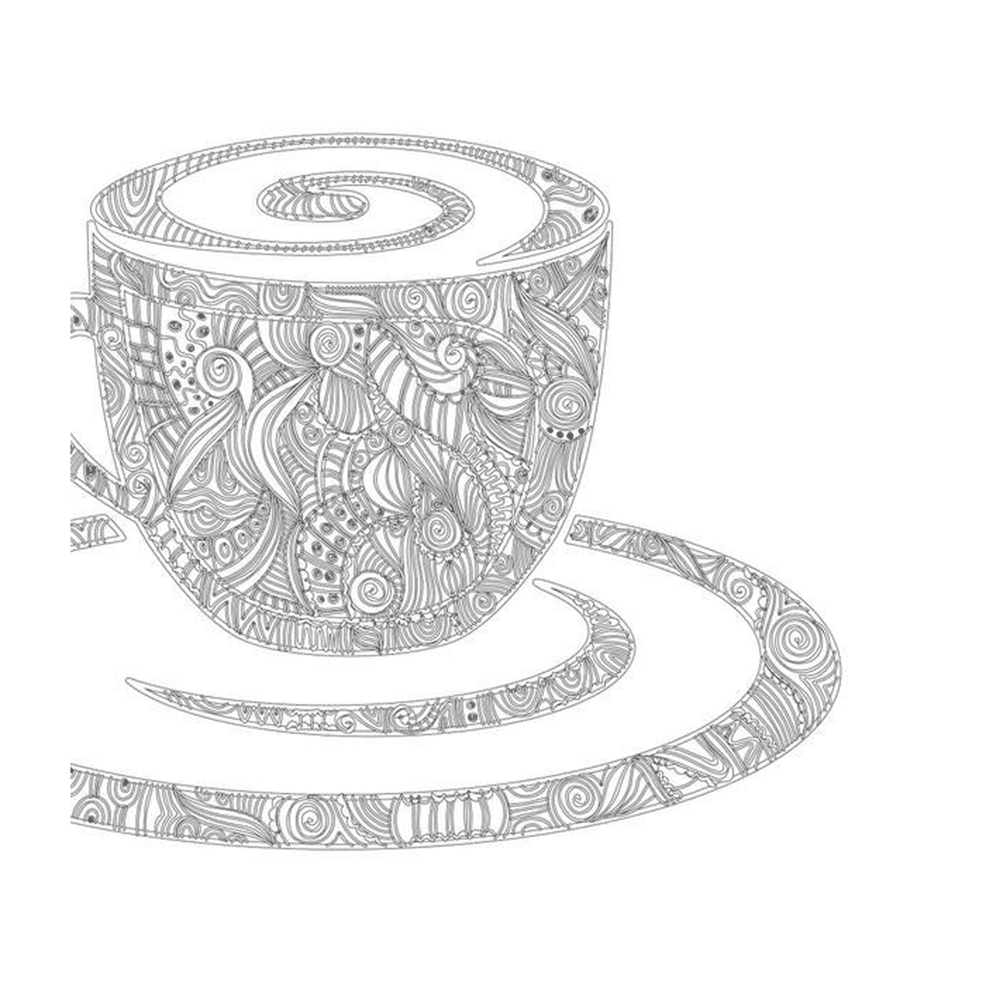  Ein Kaffee Mandala mit einer dekorierten Tasse 