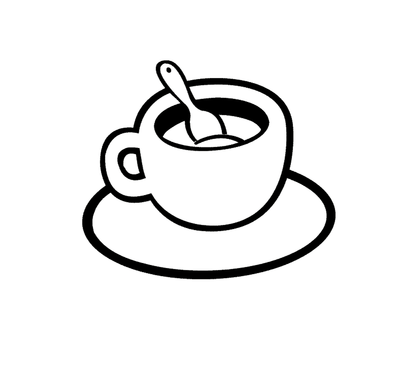  Eine Tasse Kaffee mit einem kleinen Löffel 