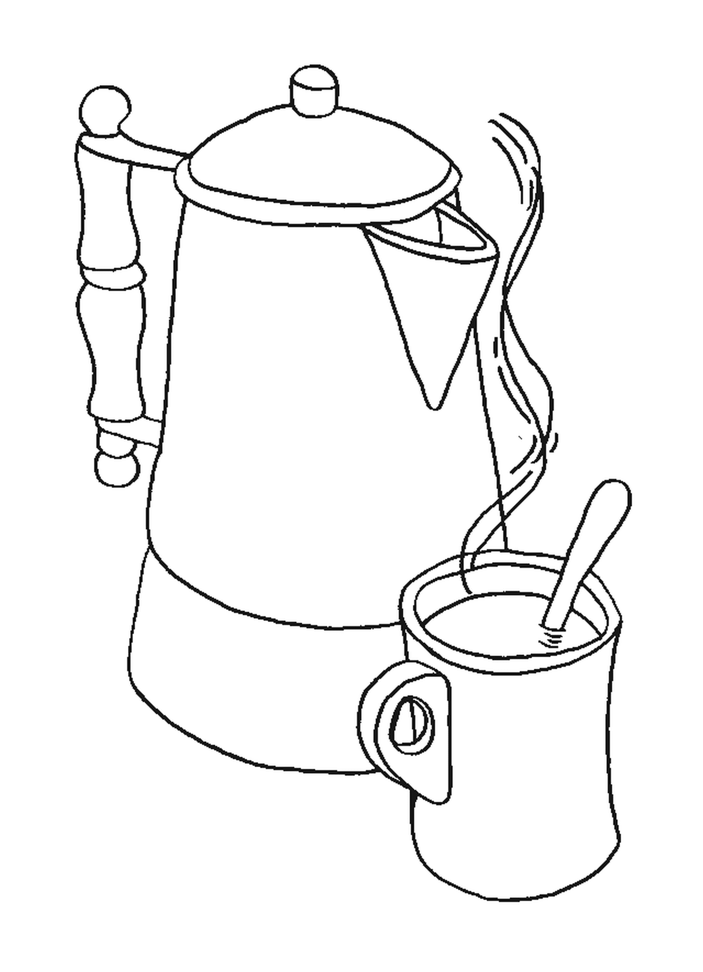  Eine Kaffeemaschine und seine Kaffeetasse 