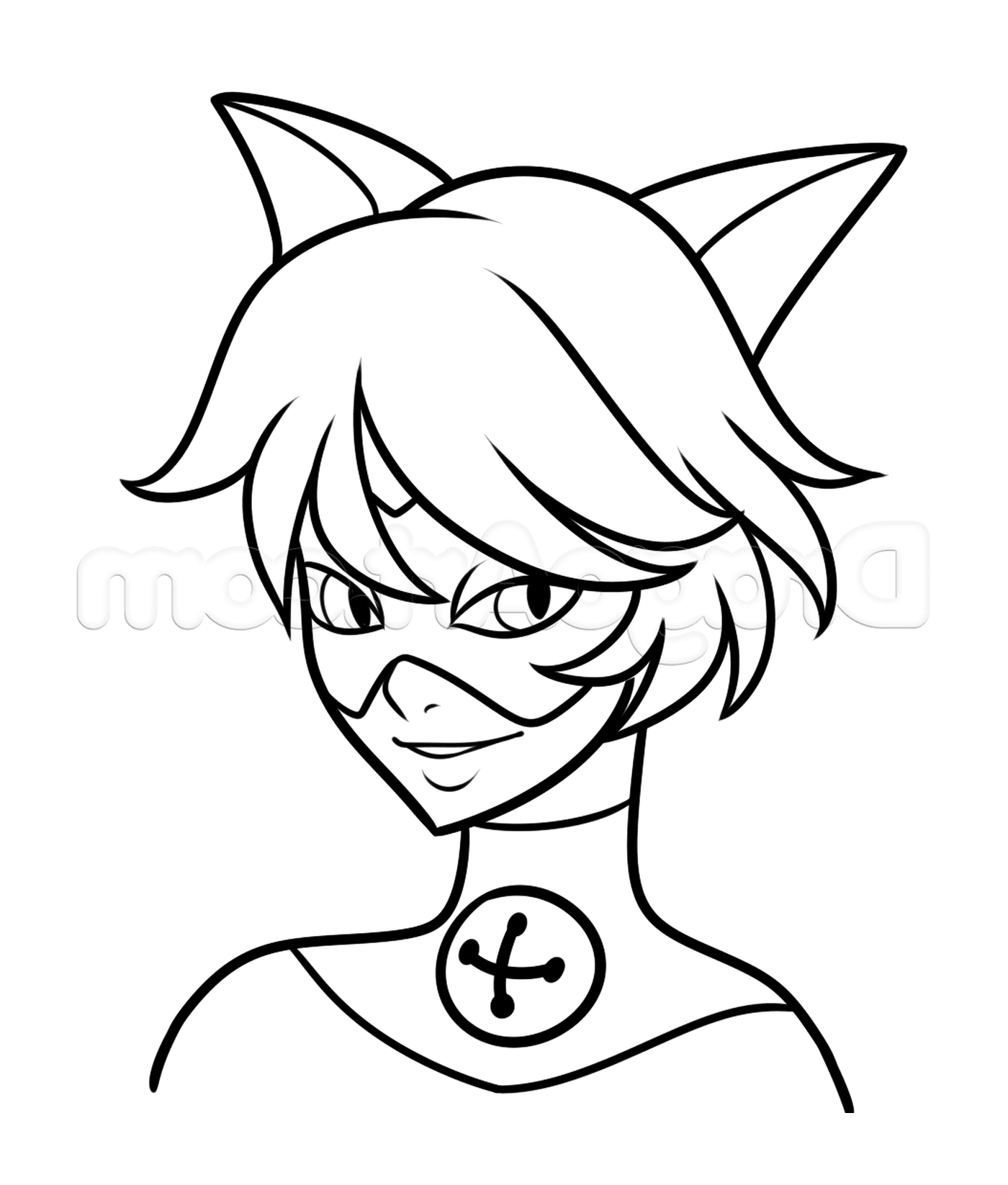 Black cat from Miraculous Ladybug cute to color 