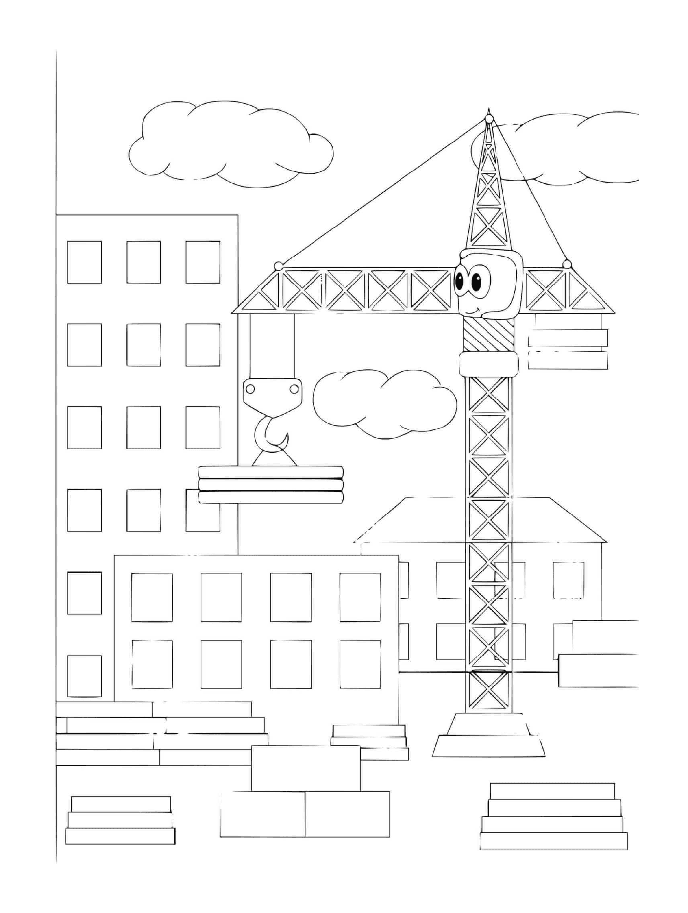  Construction crane building a building tower 