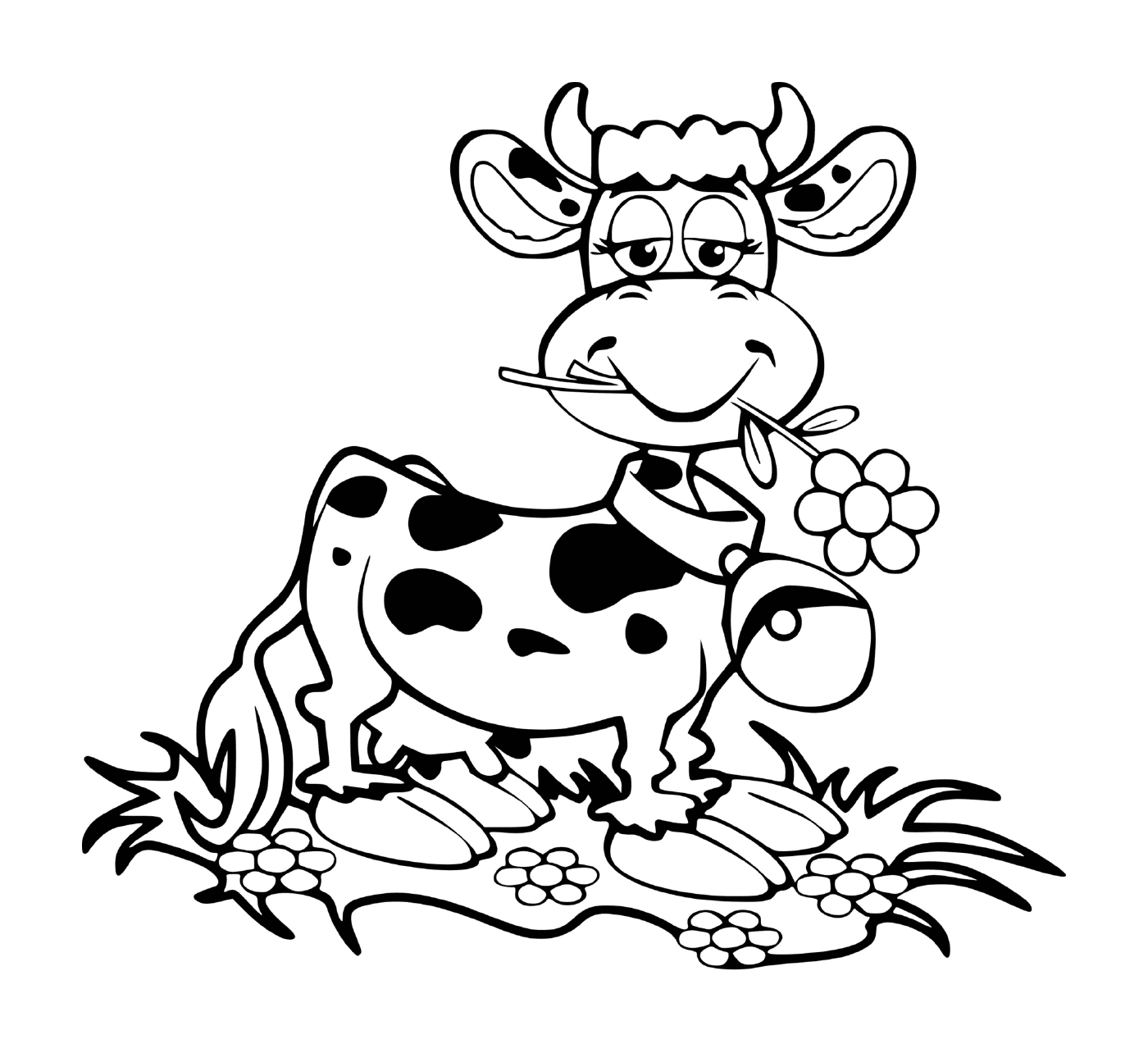  Корова Ригалот с цветком и колокольчиком 