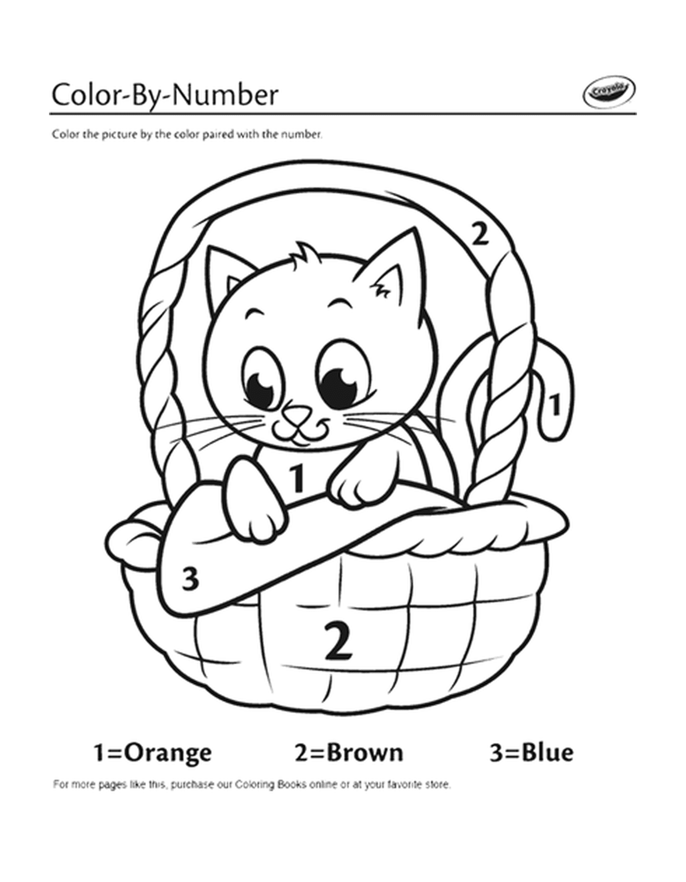  Un gattino in un cesto da colorare 